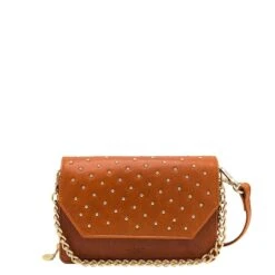 MÔSZ Kris Crossbody Phonebag Studs Cognac