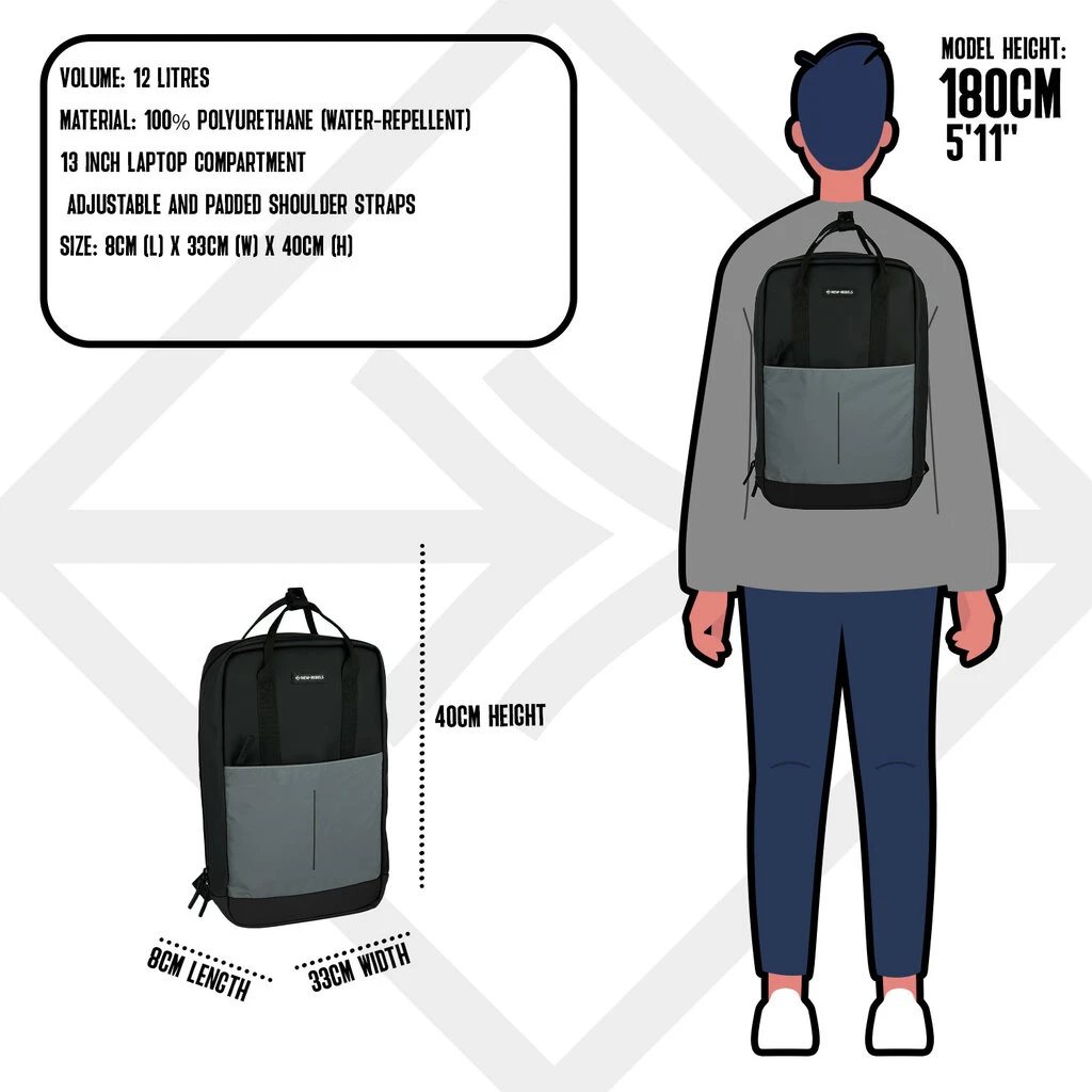 New Rebels Bowie Cape Coral Zwart 15L Rugzak Reflectie Waterafstotend Laptop 13.3 4 New Rebels Bowie Cape Coral Zwart 15L Rugzak Reflectie Waterafstotend Laptop 13.3 - Afbeelding 4