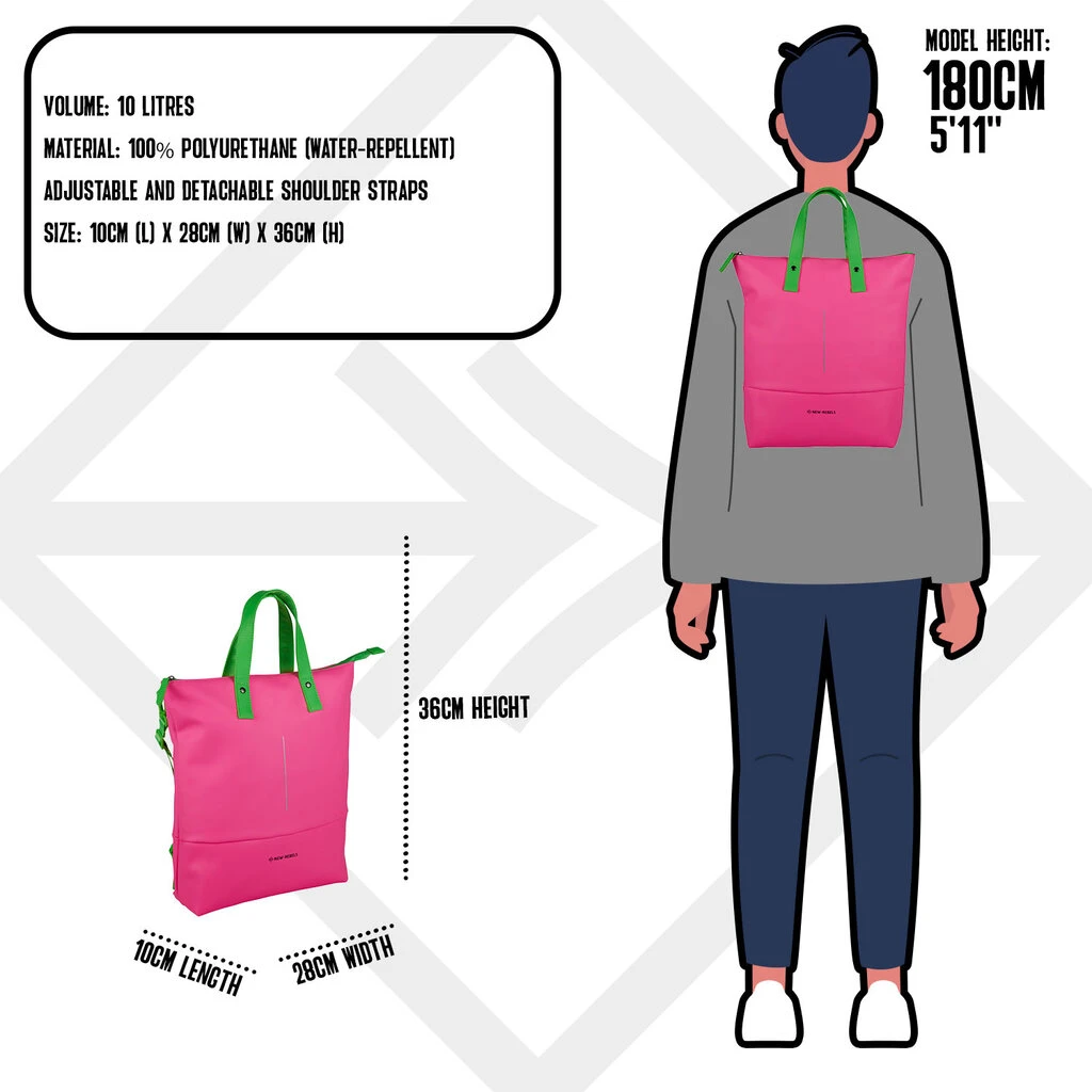 New Rebels ® Matteo Trenton - Rugzak - Shopper - Waterafstotend - Pink Neon 4 New Rebels ® Matteo Trenton - Rugzak - Shopper - Waterafstotend - Pink Neon - Afbeelding 4