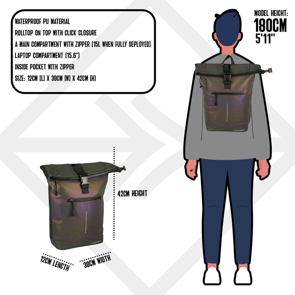 New Rebels Reflect New York Two Tone Rugzak 16L Waterafstotend Laptop 15,6 4 New Rebels Reflect New York Two Tone Rugzak 16L Waterafstotend Laptop 15,6 - Afbeelding 4